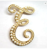Letters Fashion Pearl Initial Letters Brooch Pins in Gold Color Plated
