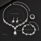 4pcs SILVER Jewelry Set l Rhinestone Earrings l Necklace l Bracelet l Prom l Wedding JS-908