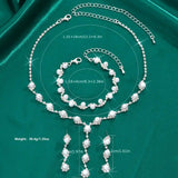 4pcs SILVER Jewelry Set l Rhinestone Pearls Earrings l Necklace l Bracelet l Prom l Wedding JS-910