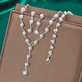 4pcs SILVER Jewelry Set l Rhinestone Pearls Earrings l Necklace l Bracelet l Prom l Wedding JS-910