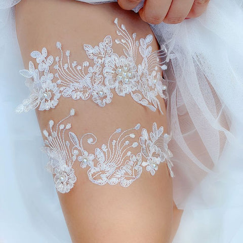 2pcs Wedding Bridal Lace Embroidery Garter Set ~ 003G