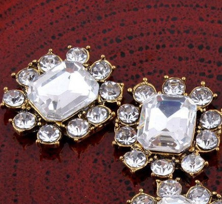 Silver or Gold Rhinestone Flatback Buttons BR-206