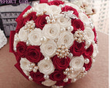 TRUDY~EMR Red and White Satin Rose Brooch Bouquet or DIY KIT