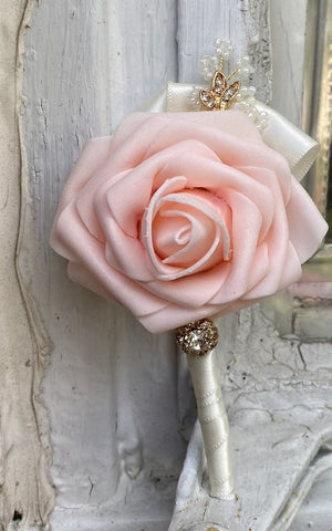 Real Touch Rose Boutonnières Pin Formal Wear Wedding Prom RT-B51