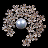 Gold / Silver Brooch Clear Rhinestone Crystal BR-296