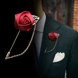 Boutonniere Corsage Leaf Chain Lapel Pin Silver or Gold BOUT-LCHN