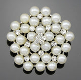 Pearls and Crystal Brooch Gold BR-101