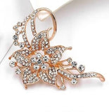 Rose Gold / Silver Brooch Clear Rhinestone Crystal BR-294