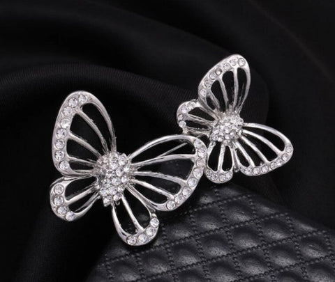 Gold Silver Brooch Rhinestone Crystal Butterfly BR-900