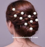 10pcs Pearl Flower Rhinestone Hair pins BR-046