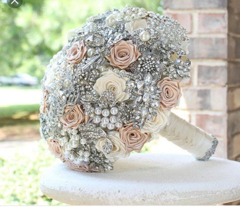 ABBEY~BCUST Satin Rose Brooch Bouquet or DIY KIT