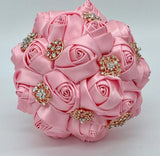 BM-006 ~ Pink Satin Roses Budget Brooch Bouquet or DIY KIT
