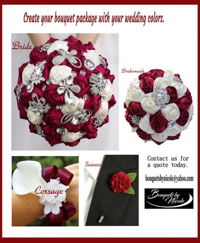 PACK01~ Build Your Bouquet Package Satin Roses Bouquet