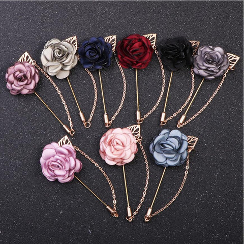Gold Metal Flower/rose Lapel Pin / Corsage / Buttonhole