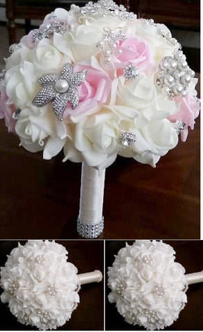 17pcs. Real Touch Roses Brooch Bouquet PACK- 033