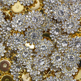 Flower Rhinestones Embellishments Bling Gold Silver BR-042