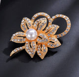 Silver Brooch Pearls & Crystal Wedding Fashion Jewelry BR-009