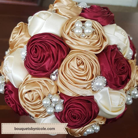 MONI ~ Satin Rose Brooch Bouquet or DIY KIT