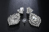 MEC-001 Crystal Wedding Bridal Drop Teardrop Long Earrings Brides Jewelry