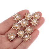 10pcs Silver or gold Rhinestone Pearl Crystal Brooch Flat back BR-077