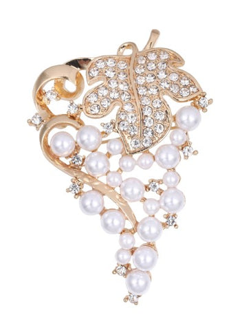 Brooch Clear Rhinestone Pearls Crystal BR-029