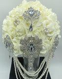 LALA ~ Cascading Real Touch Roses Brooch Bouquet