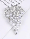 Brooch Clear Rhinestone Pearls Crystal BR-029