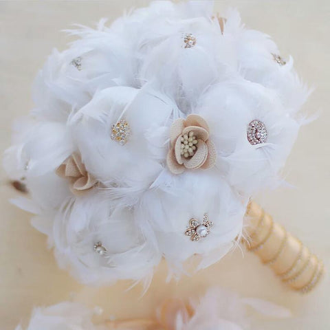 White Feathers Brooch Bouquet