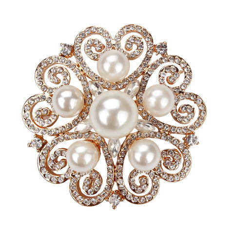 Brooch Pendant Pin Rhinestone Crystal Gold Silver BR-967