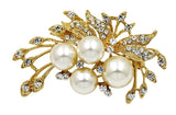 Large Brooch Gold / Silver Flower Rhinestone Crystal BR-099