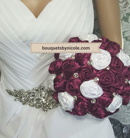 RIA~EMR Satin Rose Brooch Bouquet or DIY KIT