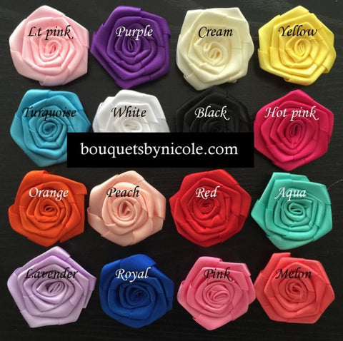 30PCS Satin Rolled Flat Roses FLAT-30