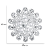 Rhinestone Pearl Crystal Silver Brooch BR-94