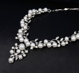 3 Pcs Silver Gold Jewelry Set Pearls & Rhinestone (Earrings & Necklace) JS-026