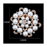 Gold / Silver Brooch Flower Pearls Rhinestone Crystal BR-011a