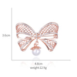 Rose Gold or Silver Bow Brooch Rhinestone Crystal BR-12