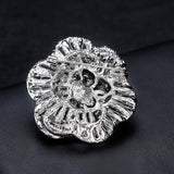 Brooch Silver Flower Rhinestone Crystal BR-095