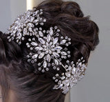 Bridal Hair Brooch Headband Rhinestone Silver or Gold HR-489
