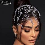 Bridal Hair Brooch Headband Rhinestone Silver or Gold HR-481