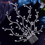 Bridal Hair Brooch Headband Rhinestone Silver or Gold HR-481