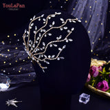 Bridal Hair Brooch Headband Rhinestone Silver or Gold HR-481