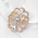 Large Rhinestone Crystal Gold or Silver Brooch BR-91