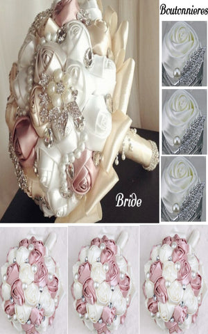 10pcs. Satin Rose Brooch Bouquet PACK- 005