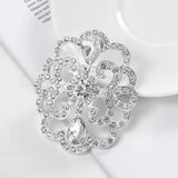 Large Rhinestone Crystal Gold or Silver Brooch BR-91