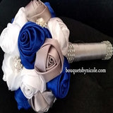 PEACE~EMR Satin Rose Wedding Brooch Bouquet