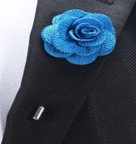 Burlap Fabric Flower Boutonniere, Lapel Pin Formal Wear Wedding Prom BOUT- MAYA