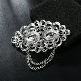 Crystal Rhinestones Chain Brooch