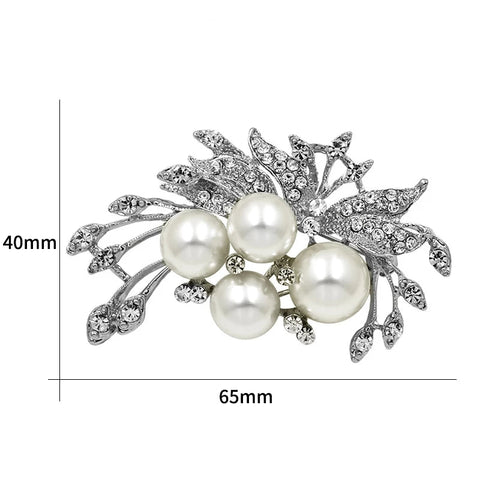 Large Brooch Gold / Silver Flower Rhinestone Crystal BR-099S