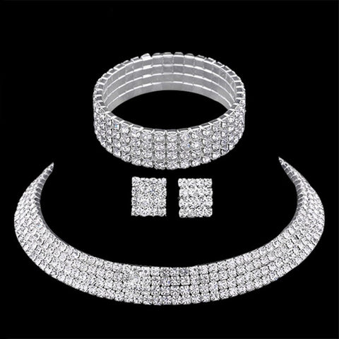 4pcs Bridal Prom Rhinestone Jewelry Set JEW-A799