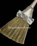BR05 ~ Customized Bling Wedding Jumping broom l White l Traditional Wedding Broom l African American Heritage l Decorated Broom l Bling